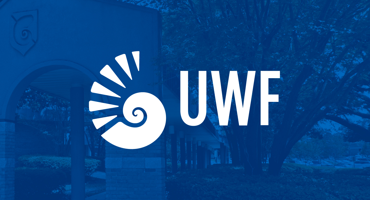 Blue graphic with UWF logo on it.