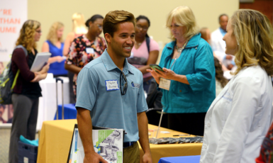 Students meet with local business partners at the Career Development and Community Engagement career fair
