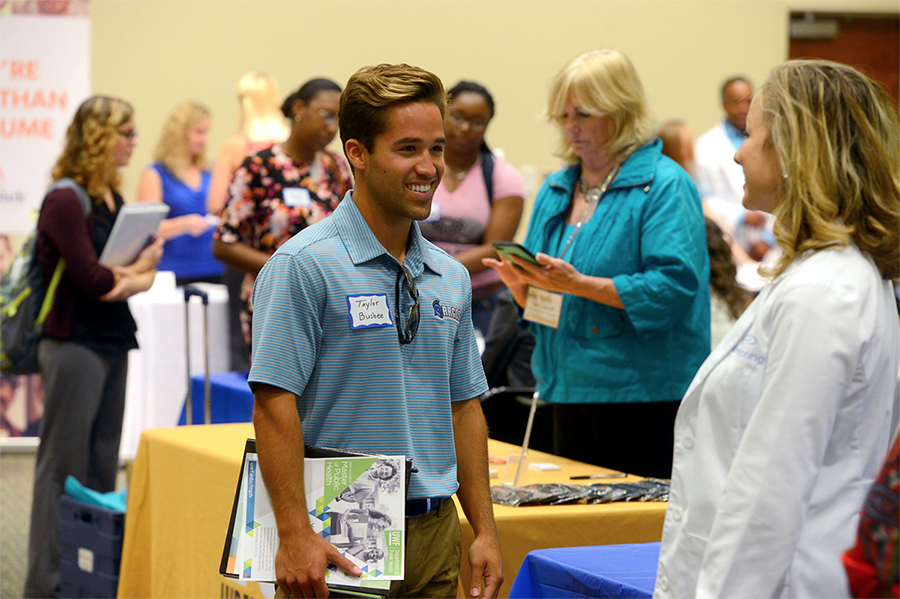 Students meet with local business partners at the Career Development and Community Engagement career fair