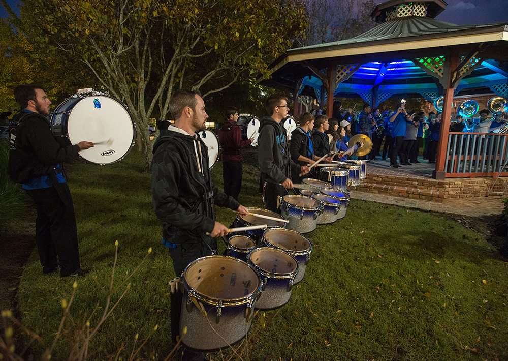 The Argo Athletic Band played as guests arrived to the home of the Russenbergers for the check presentation on Monday, Nov. 26.