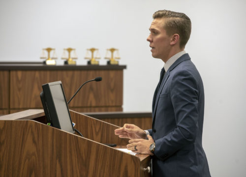 UWF student presents case during the competition