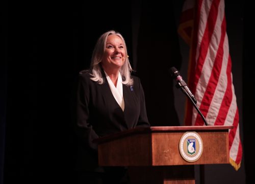 UWF President Martha D. Saunders at the State of the University Address, Sept. 27, 2019