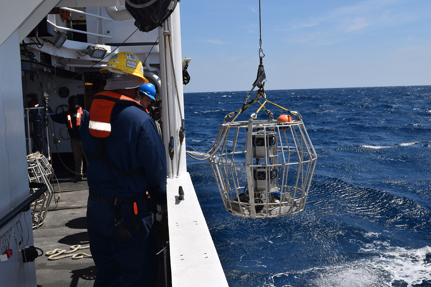 Camera gear being deployed to collect reef fish video