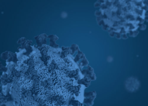 Blue graphic of Coronavirus (COV-19) cells