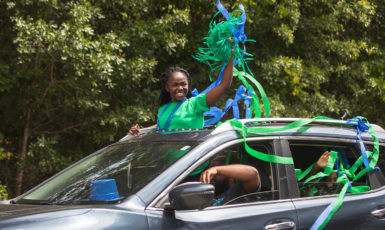 UWF admissions celebrates incoming freshman and Top Scholar Elizabeth Royappa, recipient of the Pace Presidential scholarship, with a drive-by caravan of supporters in front of the student’s residence on May 13, 2020.