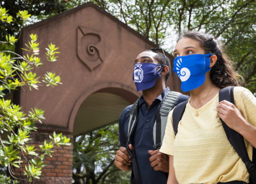 UWF students wearing face coverings