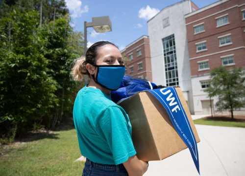 UWF student during move-in week
