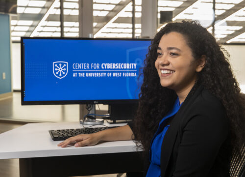 UWF student at the UWF Center for Cybersecurity