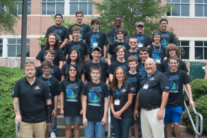 Students in the Pathways to Cyber camp at the University of West Florida pose for picture outside.