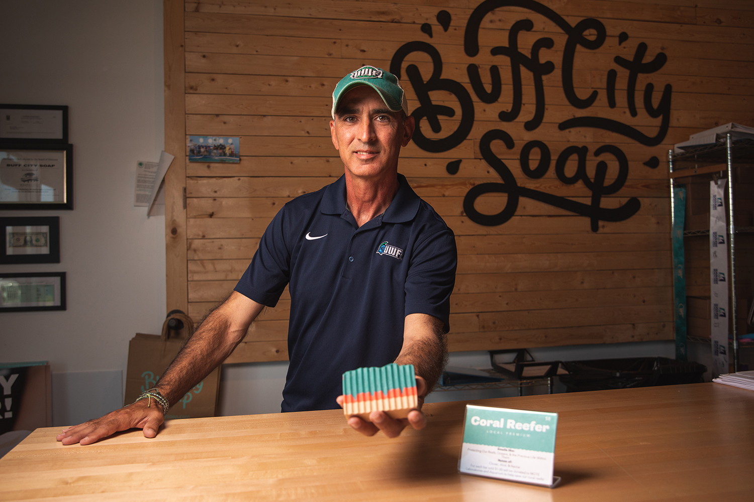 Cliff Richardson, a Spring 2021 marine biology graduate, came up with the innovative idea to create a relationship between Buff City Soap and MOTE Marine Laboratory and Aquarium for the "Conservation in Practice" assignment in the Biology of Coral Reefs course.