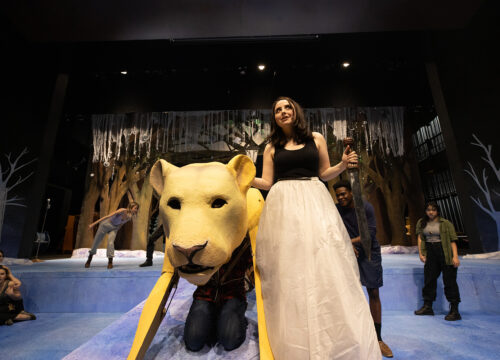 UWF Theatre students reherse the upcoming Spring 2022 production of The Chronicles of Narnia: The Lion, the Witch and the Wardrobe.