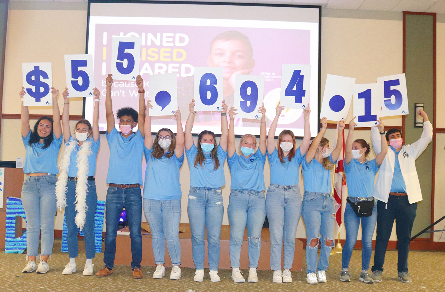 UWF students raised a grand total of $55,694.15 during the annual Dance Marathon at Studer Family Children’s Hospital at Ascension Sacred Heart