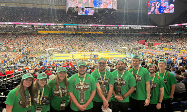 Nine UWF sport management students attend the NCAA Final Four men's basketball tournament inside the packed Alamodome