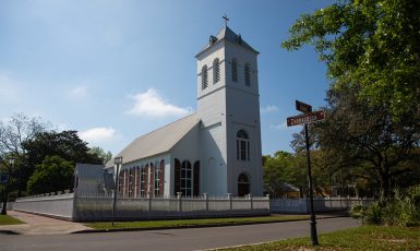 Photo: Old Christ Church on the corner of Zarragossa Street and Adams Street in historic downtown Pensacola.