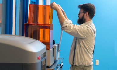 Photo: Person works in a lab