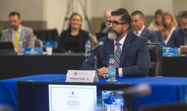 Manny Diaz Jr interviewing with the UWF Board of Trustees