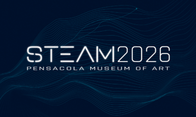 Graphic with wavy lines. Text: "STEAM2026 Pensacola Museum of Art"