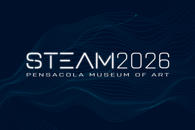 Graphic with wavy lines. Text: "STEAM2026 Pensacola Museum of Art"